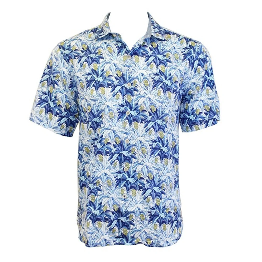 Tommy Bahama Plantain Jungle Camp Shirt-Buccaneer Blue size Large - Picture 1 of 5